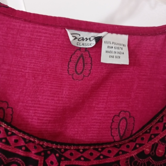 Santé Classics Deep pink all over Paisley Print  Kaftan Duster OS - Picture 5 of 9